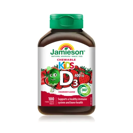 Jamieson Vitamin D3, žvakaće tablete za djecu s prirodnim okusom jagode