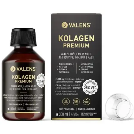 Valens Kolagen Premium, tekočina z okusom pinakolade ali višnje